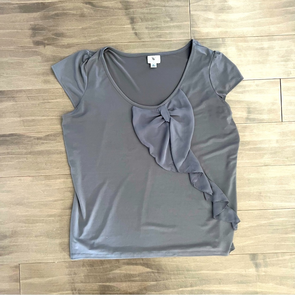 Worthington short sleeve blouse bow detail XL